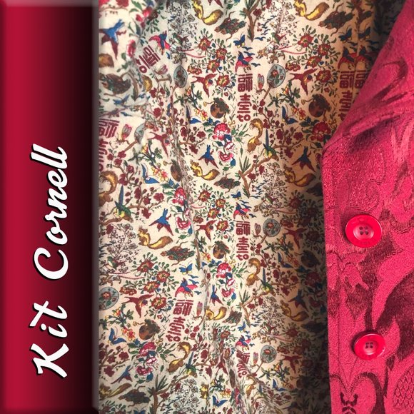 Kit Cornell Made in India Red 3/4 length brocade embroidered dress jacket Small - Picture 7 of 7